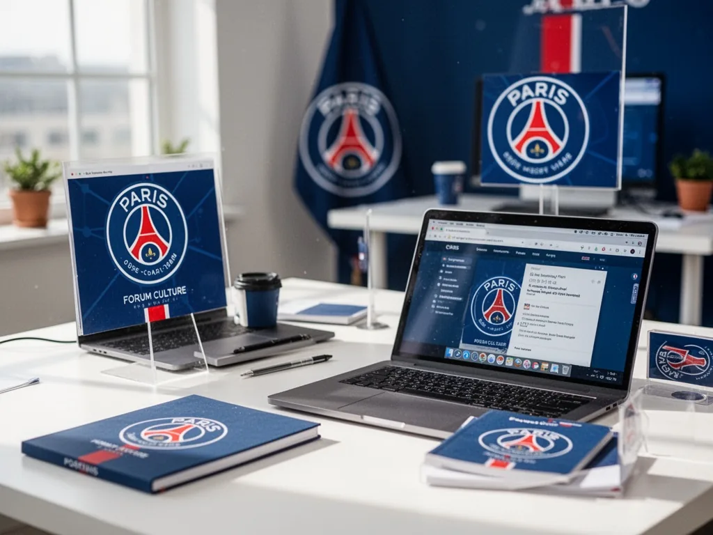 Écran affichant un forum de supporters du PSG avec des discussions enflammées